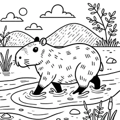 Capybara Coloring Pages PDF - Free Printable Coloring Sheets - 9