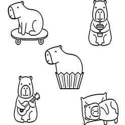 Capybara Coloring Pages PDF - Free Printable Coloring Sheets - 19